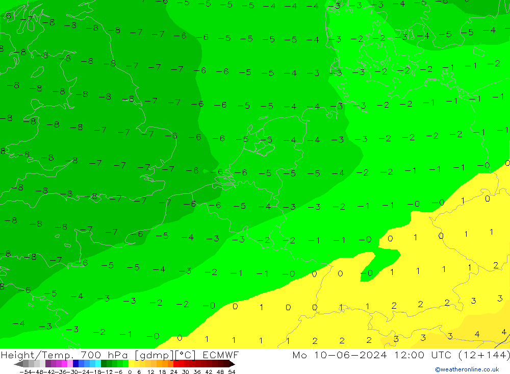 Height/Temp. 700 hPa ECMWF Seg 10.06.2024 12 UTC