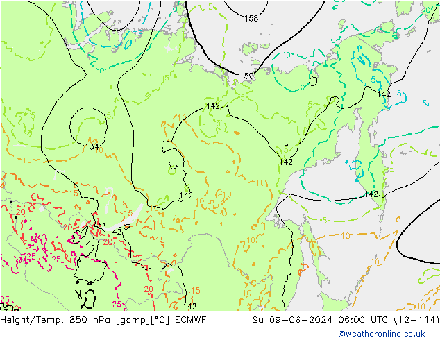 Z500/Regen(+SLP)/Z850 ECMWF zo 09.06.2024 06 UTC