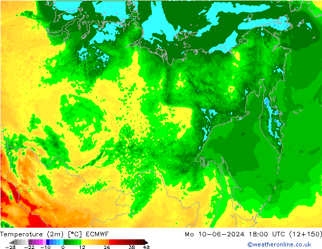 Temperature (2m) ECMWF Po 10.06.2024 18 UTC