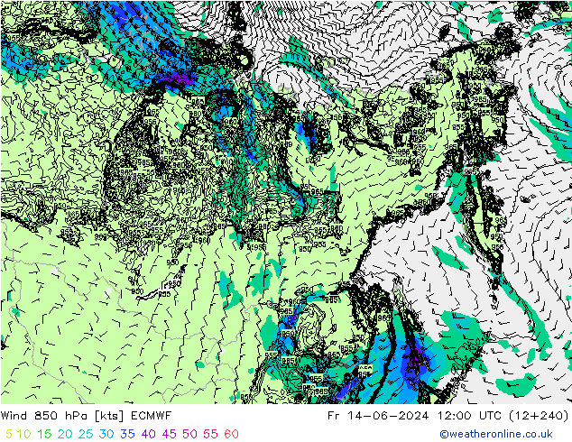 Wind 850 hPa ECMWF vr 14.06.2024 12 UTC