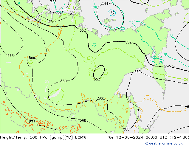 Z500/Rain (+SLP)/Z850 ECMWF We 12.06.2024 06 UTC