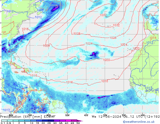 Z500/Rain (+SLP)/Z850 ECMWF mer 12.06.2024 12 UTC