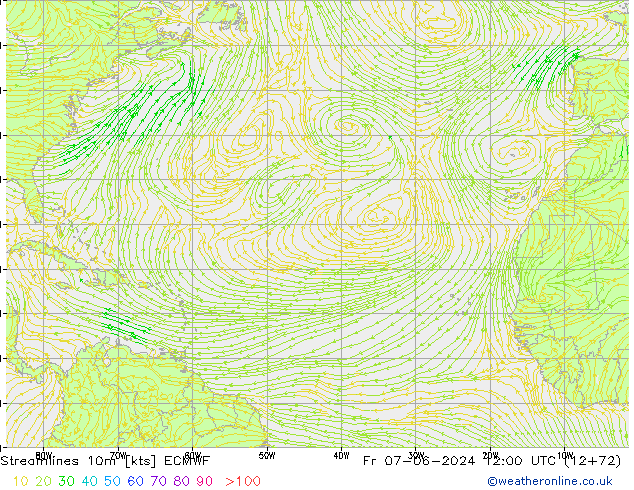 Streamlines 10m ECMWF Fr 07.06.2024 12 UTC