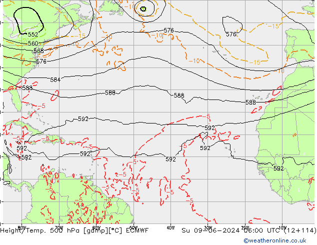 Z500/Yağmur (+YB)/Z850 ECMWF Paz 09.06.2024 06 UTC