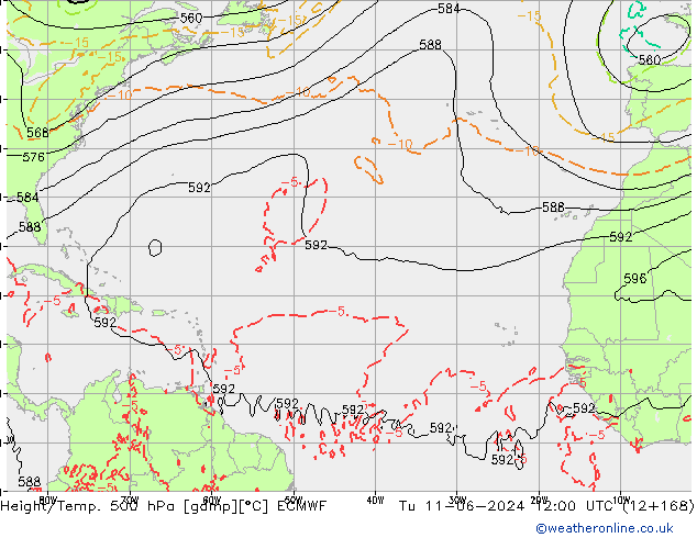 Z500/Rain (+SLP)/Z850 ECMWF Tu 11.06.2024 12 UTC