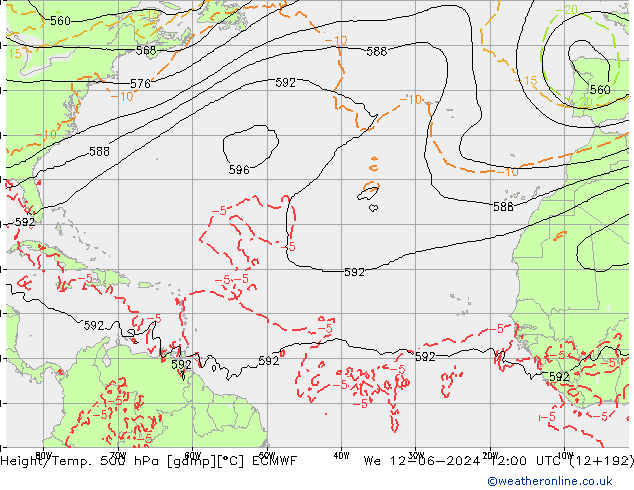 Z500/Regen(+SLP)/Z850 ECMWF wo 12.06.2024 12 UTC