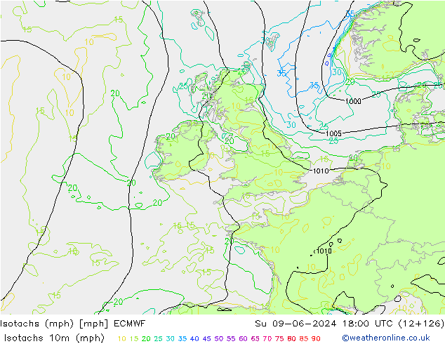 Isotaca (mph) ECMWF dom 09.06.2024 18 UTC