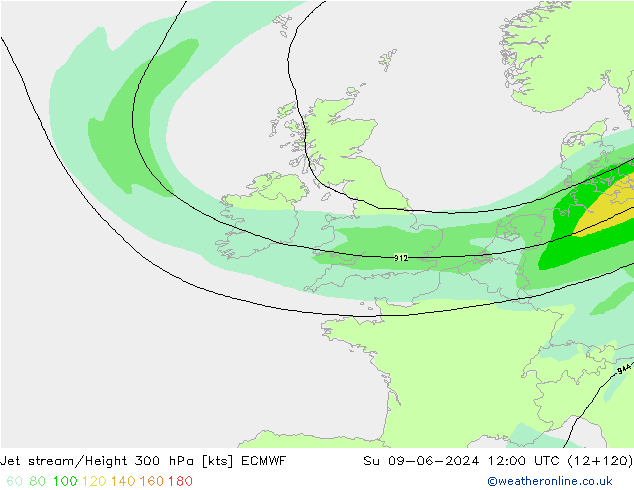 Jet stream/Height 300 hPa ECMWF Ne 09.06.2024 12 UTC