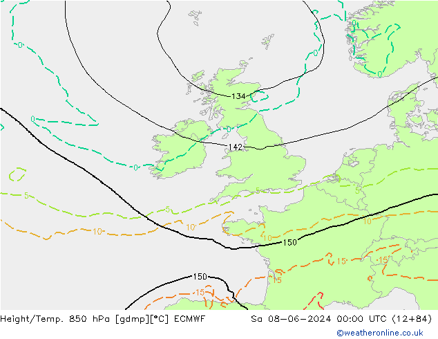 Z500/Yağmur (+YB)/Z850 ECMWF Cts 08.06.2024 00 UTC