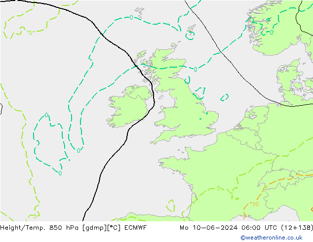 Height/Temp. 850 hPa ECMWF Po 10.06.2024 06 UTC