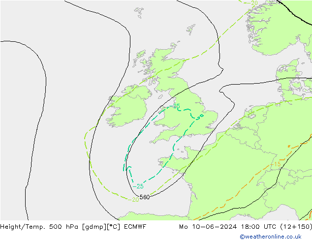 Height/Temp. 500 hPa ECMWF Seg 10.06.2024 18 UTC