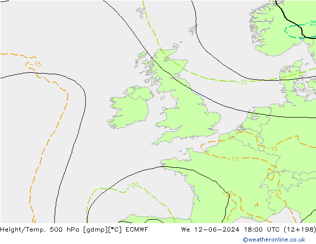 Height/Temp. 500 hPa ECMWF mer 12.06.2024 18 UTC