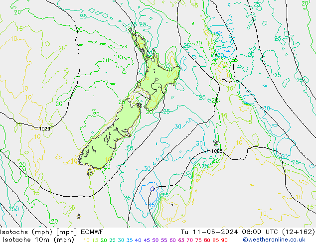 Isotaca (mph) ECMWF mar 11.06.2024 06 UTC