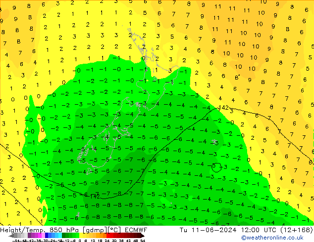 Z500/Rain (+SLP)/Z850 ECMWF mar 11.06.2024 12 UTC