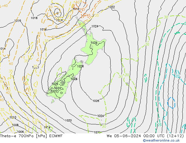 Theta-e 700hPa ECMWF We 05.06.2024 00 UTC