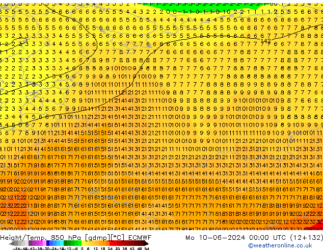 Z500/Rain (+SLP)/Z850 ECMWF pon. 10.06.2024 00 UTC