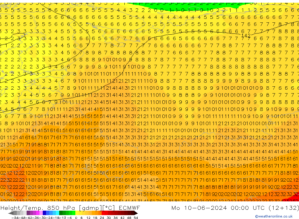 Z500/Rain (+SLP)/Z850 ECMWF Mo 10.06.2024 00 UTC