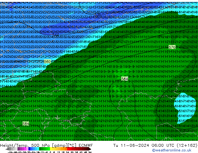 Z500/Regen(+SLP)/Z850 ECMWF di 11.06.2024 06 UTC