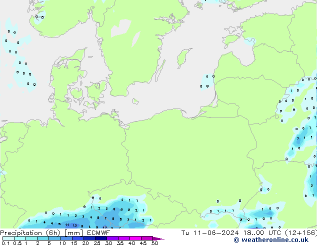 Yağış (6h) ECMWF Sa 11.06.2024 00 UTC