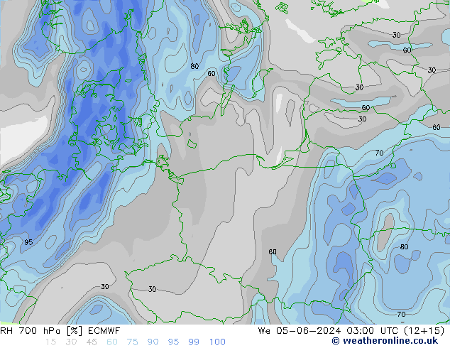 RH 700 hPa ECMWF Mi 05.06.2024 03 UTC