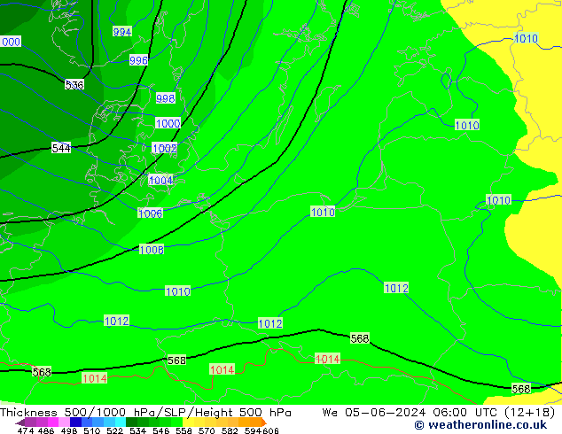 Thck 500-1000hPa ECMWF We 05.06.2024 06 UTC