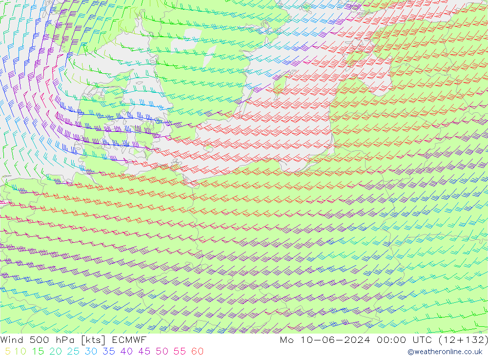 ветер 500 гПа ECMWF пн 10.06.2024 00 UTC