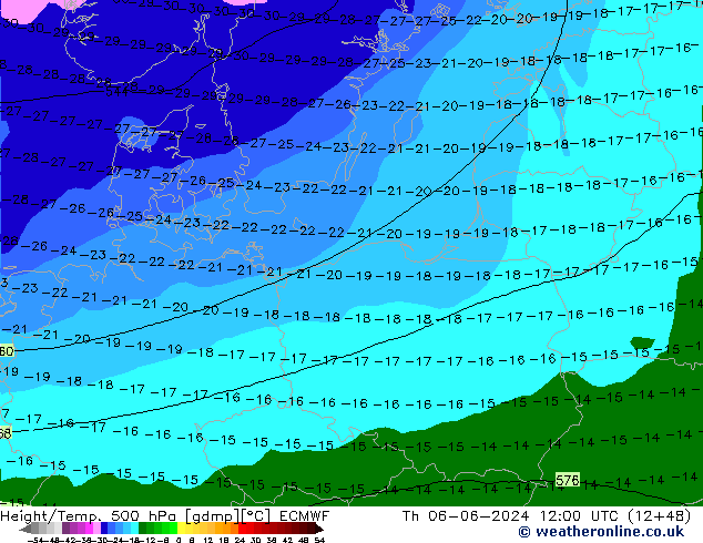 Z500/Rain (+SLP)/Z850 ECMWF Th 06.06.2024 12 UTC