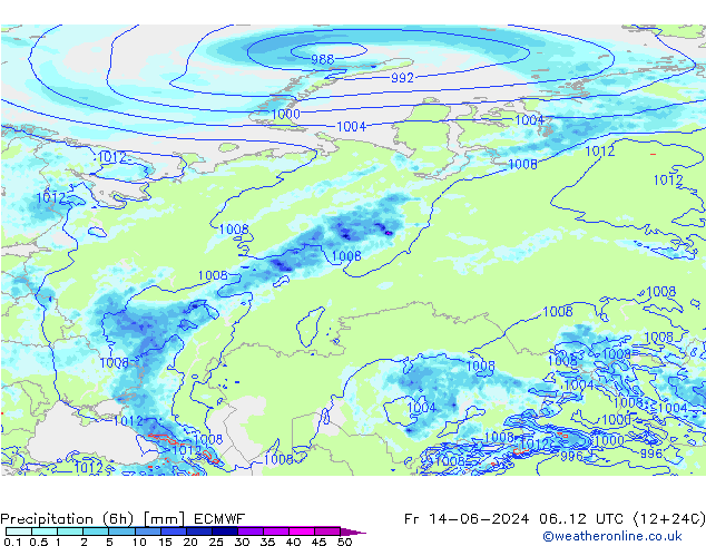 Z500/Rain (+SLP)/Z850 ECMWF  14.06.2024 12 UTC