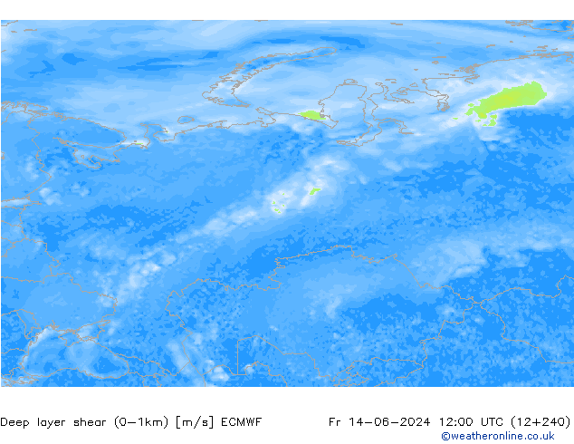 Deep layer shear (0-1km) ECMWF  14.06.2024 12 UTC