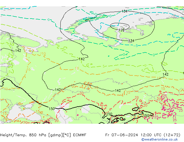 Height/Temp. 850 hPa ECMWF  07.06.2024 12 UTC