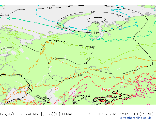 Yükseklik/Sıc. 850 hPa ECMWF Cts 08.06.2024 12 UTC