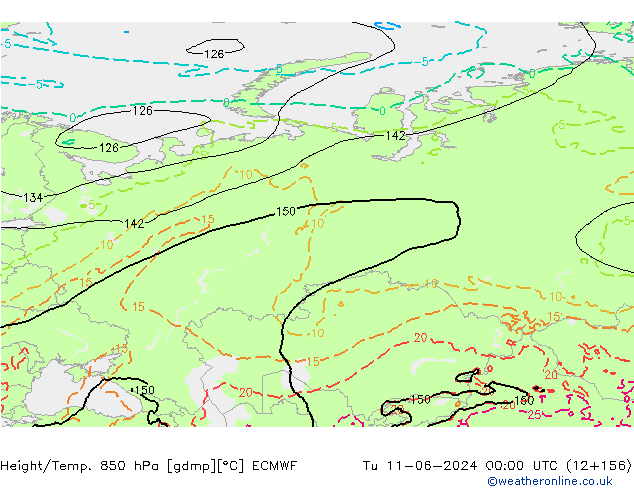 Height/Temp. 850 hPa ECMWF wto. 11.06.2024 00 UTC