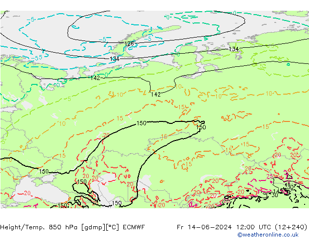 Z500/Rain (+SLP)/Z850 ECMWF  14.06.2024 12 UTC