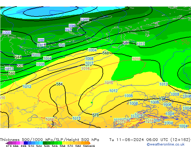 Thck 500-1000hPa ECMWF mar 11.06.2024 06 UTC