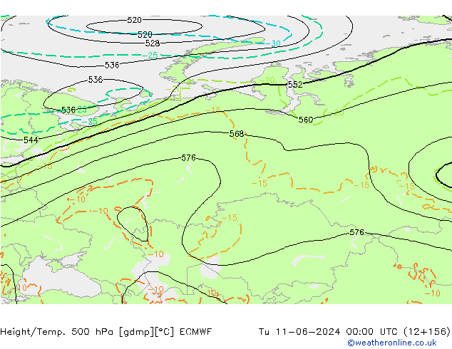 Height/Temp. 500 гПа ECMWF вт 11.06.2024 00 UTC