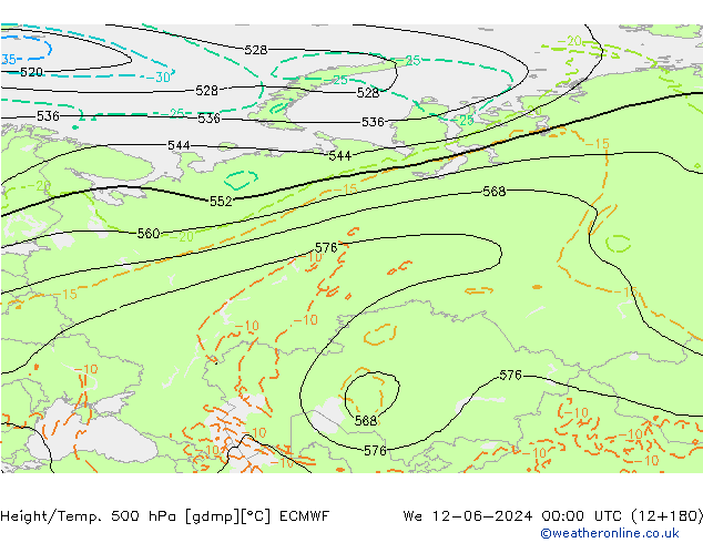 Z500/Rain (+SLP)/Z850 ECMWF We 12.06.2024 00 UTC