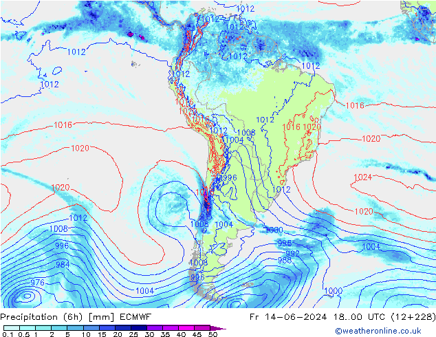 Z500/Rain (+SLP)/Z850 ECMWF Fr 14.06.2024 00 UTC