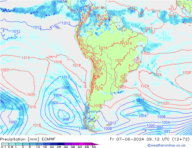 Neerslag ECMWF vr 07.06.2024 12 UTC