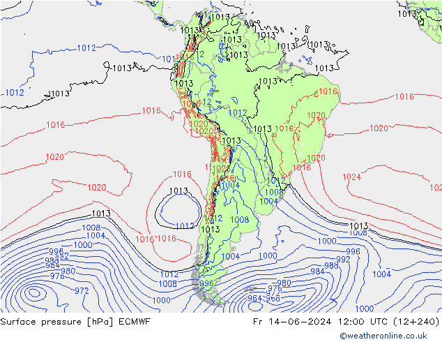 ciśnienie ECMWF pt. 14.06.2024 12 UTC