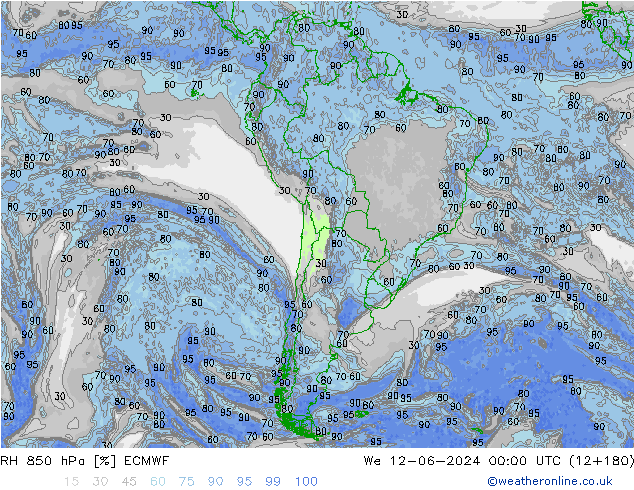 RH 850 hPa ECMWF St 12.06.2024 00 UTC