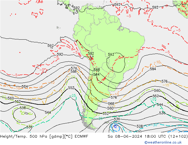 Z500/Rain (+SLP)/Z850 ECMWF Sa 08.06.2024 18 UTC