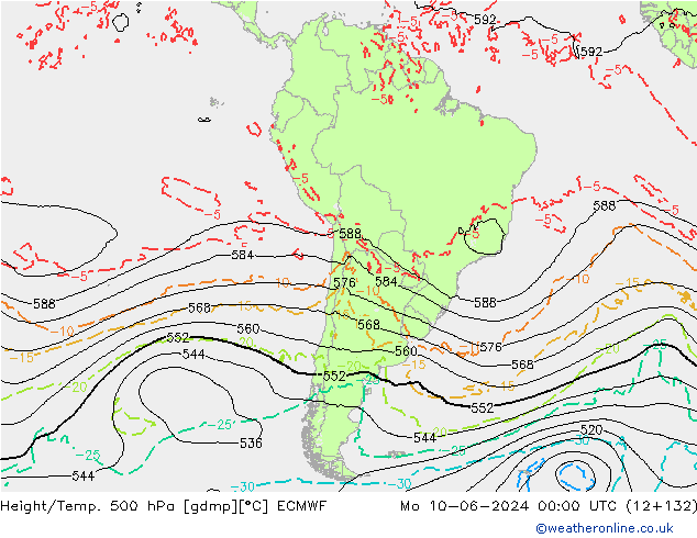 Z500/Rain (+SLP)/Z850 ECMWF Seg 10.06.2024 00 UTC