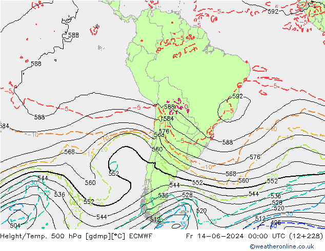 Z500/Rain (+SLP)/Z850 ECMWF Fr 14.06.2024 00 UTC