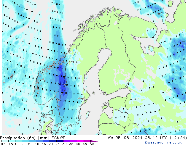 Z500/Rain (+SLP)/Z850 ECMWF śro. 05.06.2024 12 UTC