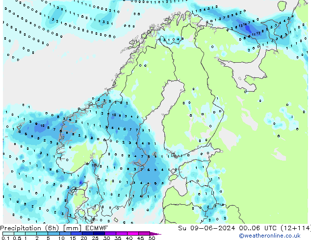 Z500/Rain (+SLP)/Z850 ECMWF dom 09.06.2024 06 UTC