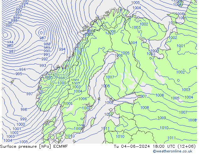 приземное давление ECMWF вт 04.06.2024 18 UTC