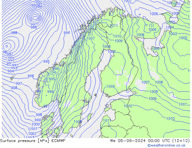 Luchtdruk (Grond) ECMWF wo 05.06.2024 00 UTC