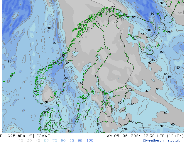 RH 925 hPa ECMWF Mi 05.06.2024 12 UTC