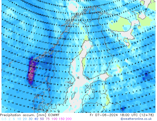 Toplam Yağış ECMWF Cu 07.06.2024 18 UTC