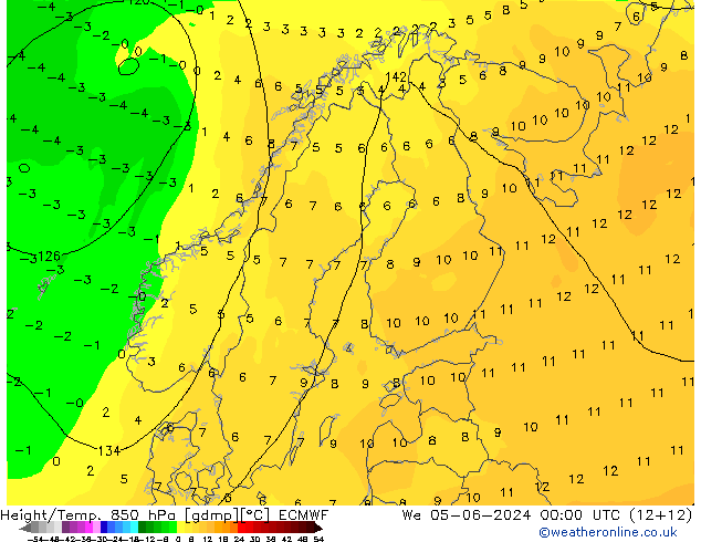 Z500/Rain (+SLP)/Z850 ECMWF We 05.06.2024 00 UTC